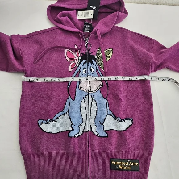 Disney Eeyore Zip Hoodie BoxLunch Exclusive Purple Embroidered Size S - Picture 8 of 11